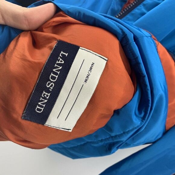 Lands End Lined Windbreaker Full Zip Jacket Hooded - Picture 6 of 7
